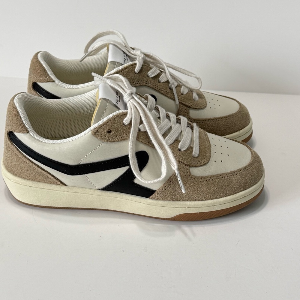 Rag & Bone Retro Court Sneakers Leather Suede Sz 5.5 Ortholite Low Top Dove Sand